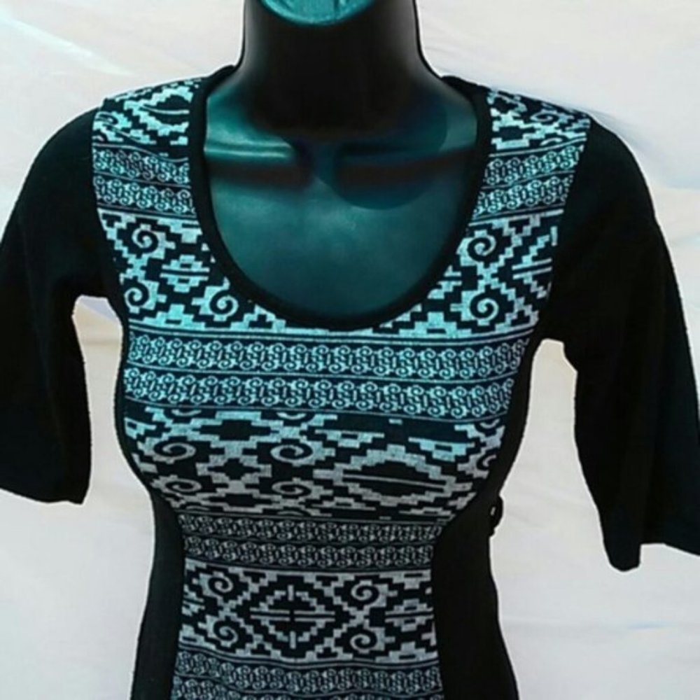 Black & white geometric aztec/tribal print dress